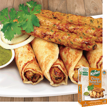 Kaiser Chicken Kabab Rolls with chutney