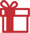a icon of box with a red bow tie