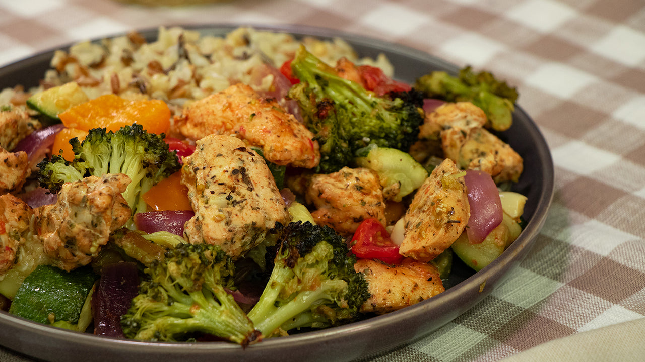 Tuscan chicken sheet pan sun dried tomato spinach cream date night