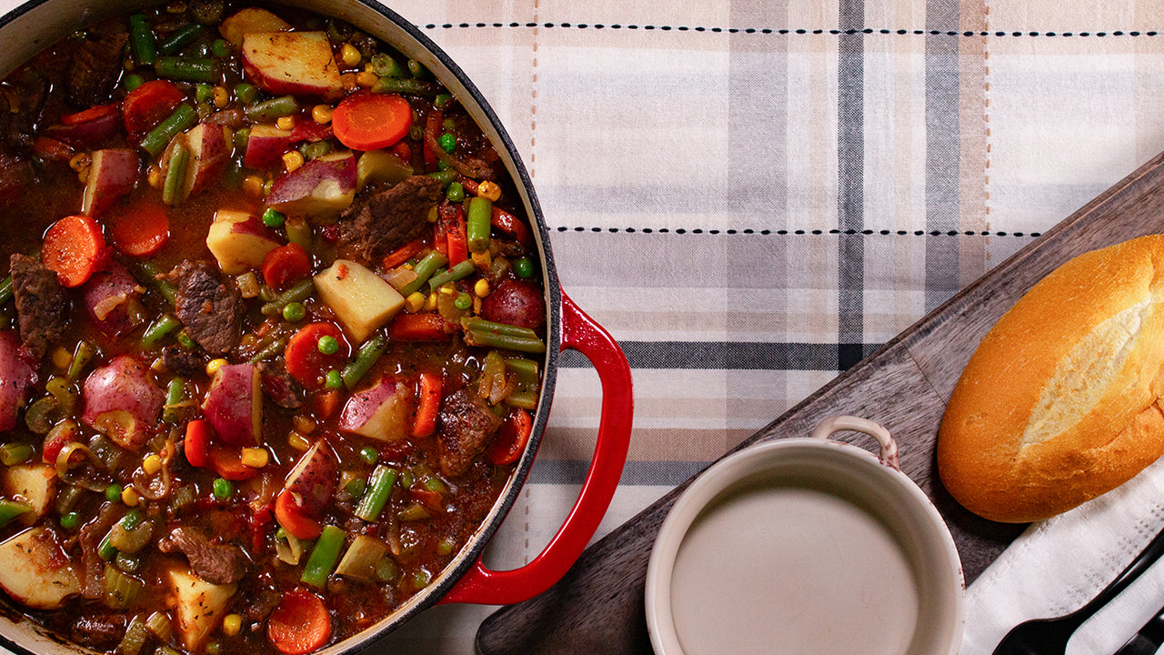 halal beef vegetable soup large batch freeze school night dinner