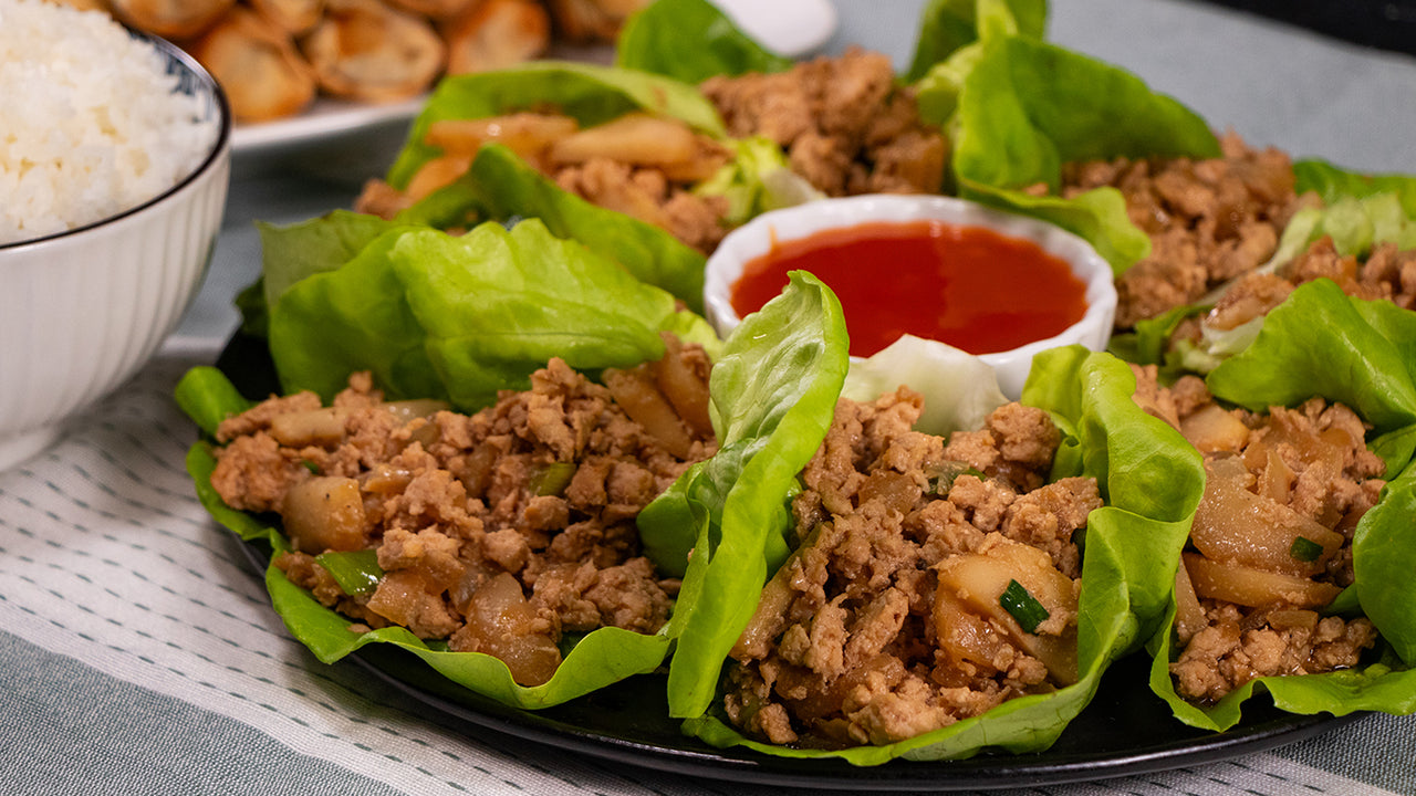 halal chicken lettuce wrap lunchbox Asian inspired fresh school lunch