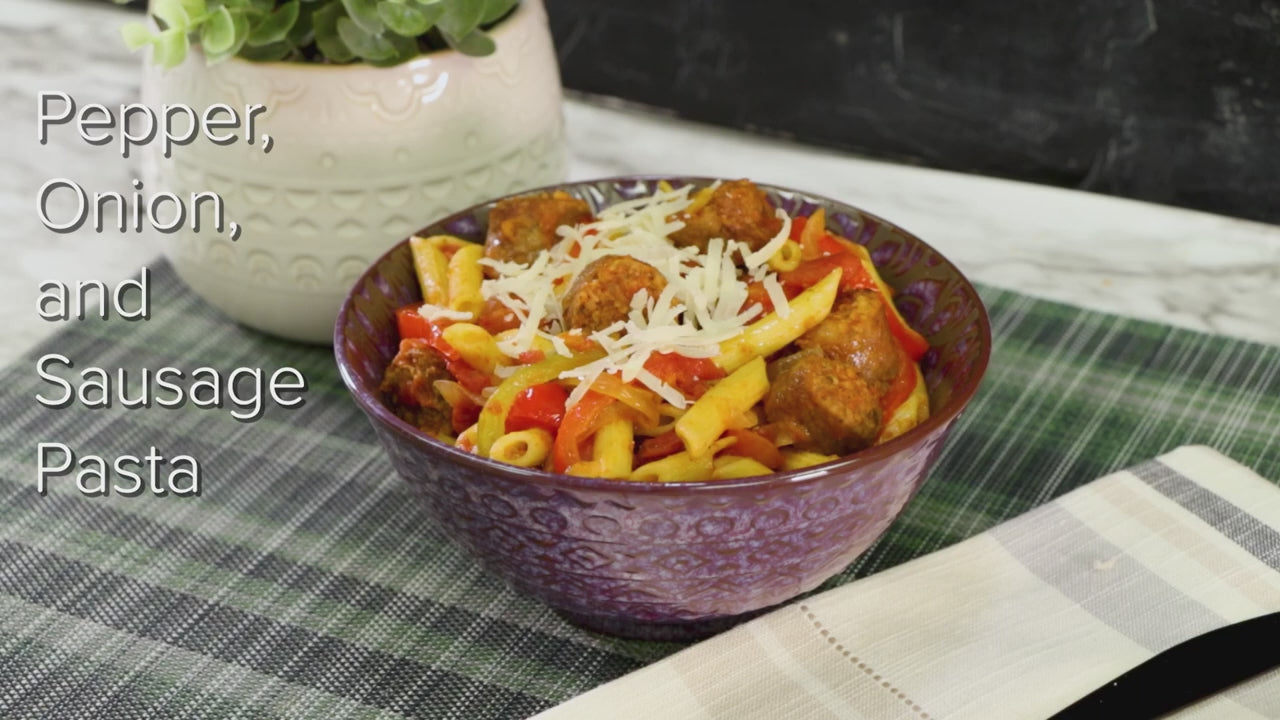 a video showing 5 different recipes that use midamar's halal italian rope sausage