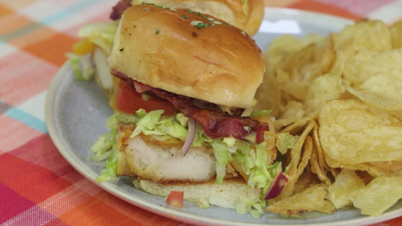 a video showing how to make halal chicken tender blt sliders