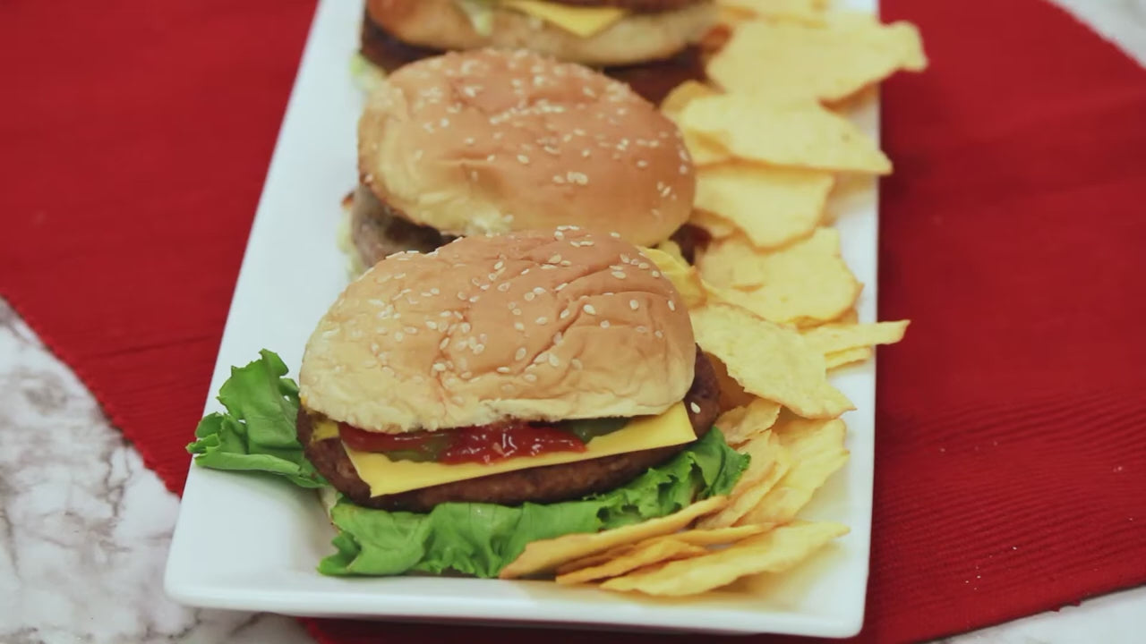 a video detailing 3 different types of burgers that can be made using Midamar products