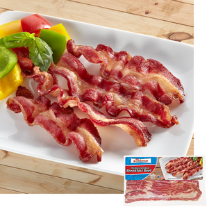 Halal Breakfast Beef Strips with package